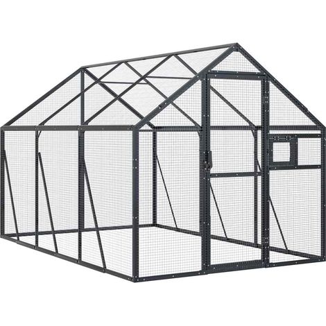 Volière anthracite 1,79x3x1,85 m aluminium (1/5)