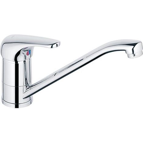 Mitigeur d'evier basse pression ND chromé avec bec tubulaire orientable, saillie 229 mm (1/2)
