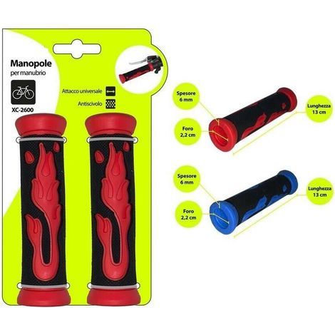 TRADE SHOP - Coppia Manopole Per Manubrio Sterzo Bicicletta Universale Fiamma Colorata Xc2600 -