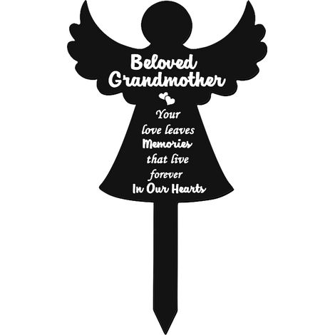 1 plaque commémorative extérieure, en acrylique, noire avec inscription blanche, forme d'ange, imperméable, pour cimetière ou jardin (1/5)
