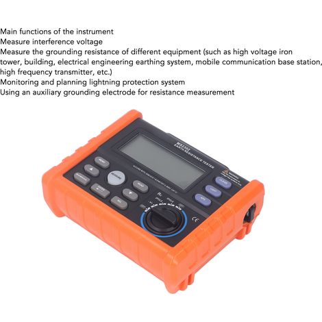 Testeur de résistance de terre avec écran LCD rétroéclairé, extinction automatique, mesureur de mise à la terre pour tour métallique et construction, 600V (1/5)
