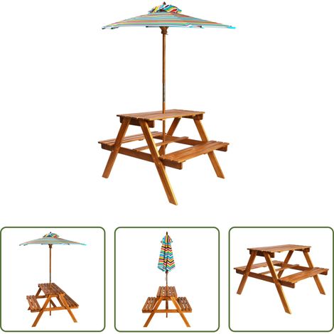 vidaXL Sonnenschirm für Kinder - Kinder-Picknicktisch mit Sonnenschirm 79x90x60 cm Akazienholz (1/5)