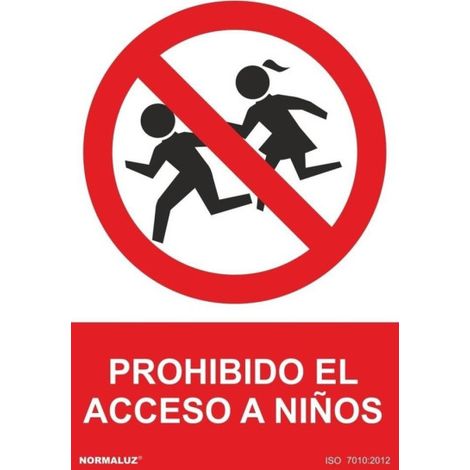 Prohibido el acceso a niños, cartel de seguridad con tintas UV SEKURECO                         100 x 150 mm                          ADHESIVOS DE VINILO (1/2)