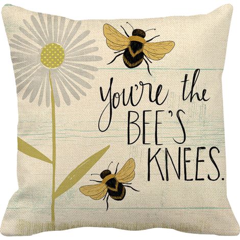 Housse de coussin décorative abeille vintage 45x45 cm, housse de coussin pour canapé, décoration d'intérieur (1/5)