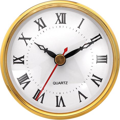 3.1" 80mm Insert de Montre à Quartz, Mouvement à Quartz Rond Miniature Horloge Mini Horloge à Chiffres Romains Convient pour Trou de 75mm/3" de Diamètre, Doré/Blanc, Style 19 (1/5)