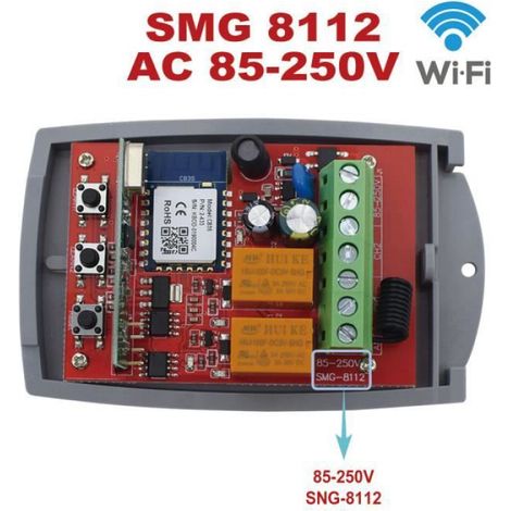 Recepteur Portail Garage - 2 Canaux - 433 MHz - Compatible Tuya WiFi - AC 85-250 V - Pour Code Fixe et Roulant