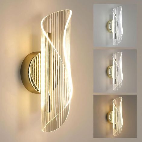 Applique Murale Intérieure, 16W 3 Température de Couleur Réglable Lampe Murale LED Moderne, Créatif Spirale Design Or Luminaire Mural Interieur pour Chambre Salon Couloir Escalier, 3000K-6500K (1/5)