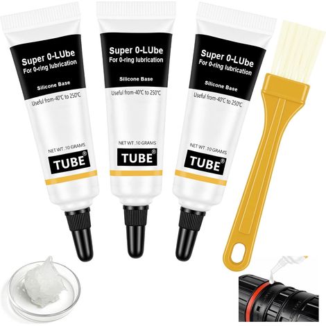 3 Pièces Graisse Silicone Avec 1 Pinceau, Graisse Silicone Mecanique  Résistant aux Températures Élevées et Basse, pour Joint Torique, Robinets, Sceau Renforcé (1/5)
