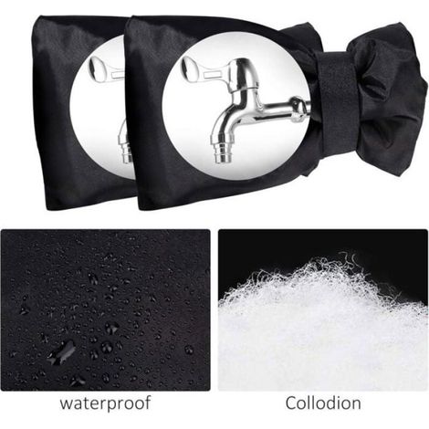 Housse Robinet Extérieur - Anti-Gel Hiver - Universelle 21x15 cm - Noir - 2 Pièces (1/4)