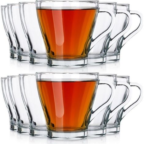 Verre Avec Poignée - Verre Épais 280 ml - Passe Au Lave-Vaisselle Et Micro-Ondes - Lot De 12 (1/5)