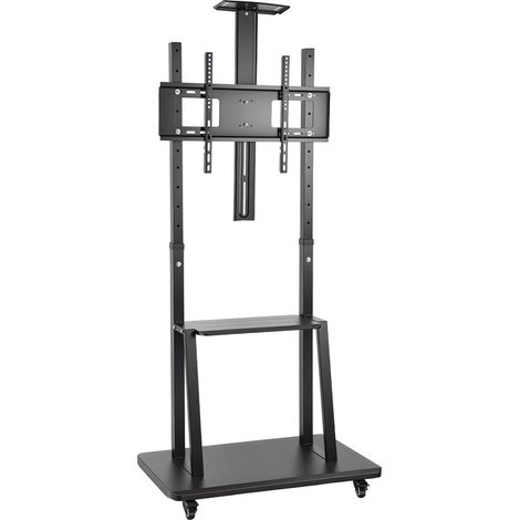 Mobiler TV-Ständer – Kompatibel 32-85 Zoll – Tragkraft 60 kg – Höhenverstellbar – Bremsbare Schwenkräder – Werkzeuglose Montage – 80×47×161 cm – Schwarz (1/5)