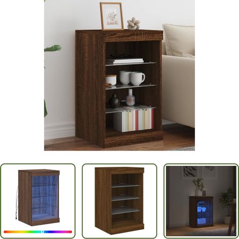 vidaXL Holz - Sideboard mit LED-Leuchten Braun Eichen-Optik 41x37x67 cm (1/5)