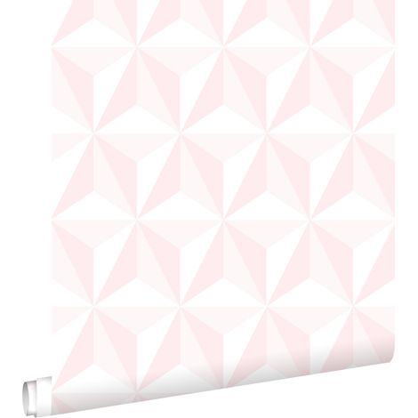 papier peint graphique 3D rose clair - ESTAhome (1/5)