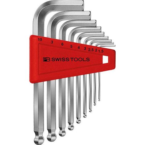 Juego de llave Allen en soporte de plástico 9 unidades 15-10mm Cabezal esférico PB Swiss Tools