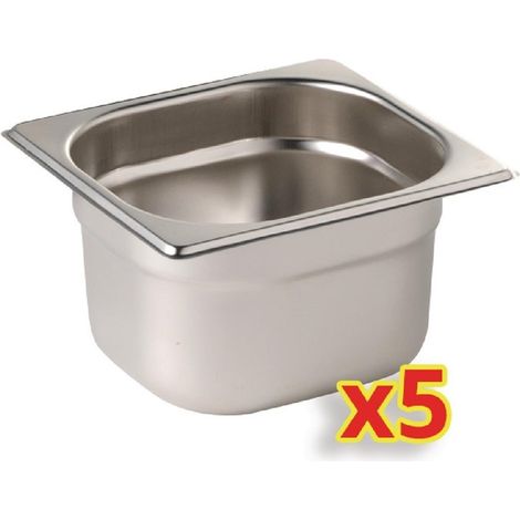 Bac Inox GN 1/6 - Lot de 5 - Vogue