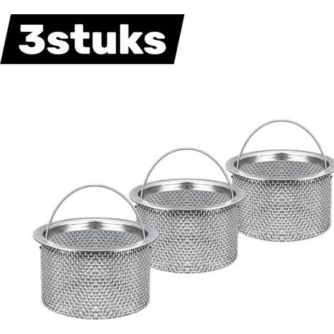 Lot de 3 crépines d'évier en acier inoxydable - Filtre à déchets de cuisine (1/5)