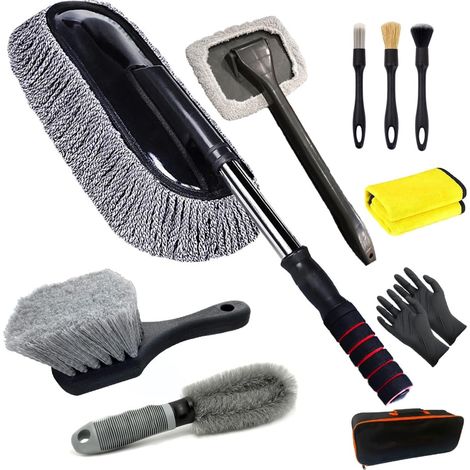 10pcs Car Cleaning Kit Car Dust Collector Kit Car Window Cleaning Tool Detailed Car Cleaning Brushes Set (1/5)