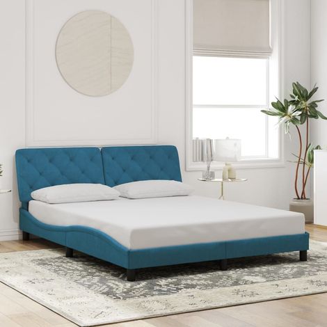 Cadre de lit sans matelas-Structure de lit bleu 160x200 cm velours 555374 (1/5)