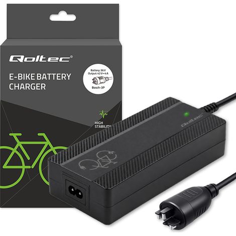 Cargador rápido Qoltec para patinete eléctrico 36V 42V 4A Enchufe Bosch + Cable de alimentación (1/5)