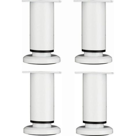 4 Pieces Adjustable Furniture Legs 12cm White Round Metal Table Leg for Sofa Cabinet Bed with Screws