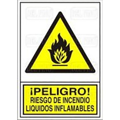 señal 346 plast.295x210''pl.liqu.inflam'' ­peligro riesgo incendio liq.inflamable (1/2)