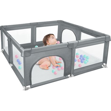 Yongqing – Parc bébé 120x120cm avec 50 balles – Base antidérapante – Tissu oxford dense 210D – Pour surfaces dures et carrelées (1/5)