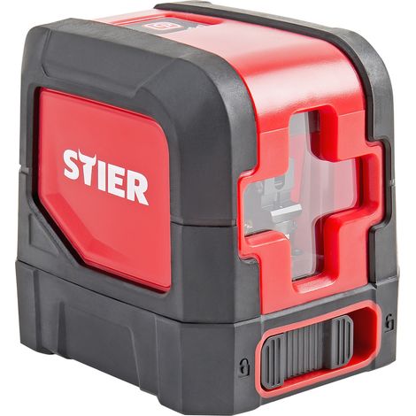STIER Kreuzlinienlaser 2x120°, Projektion in 2D, automatische Selbstnivellierung, Umschaltbar horizontal/vertikal, magnetischer Wandhalterung, mit Schutztasche