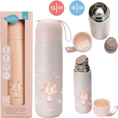 Termo infantil, almuerzo para niños, salmón de 400 ml con asa, Nuvita (1/5)