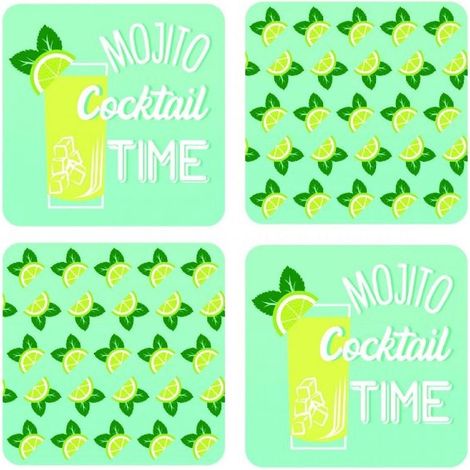 Boite de 4 sous verres Mojito