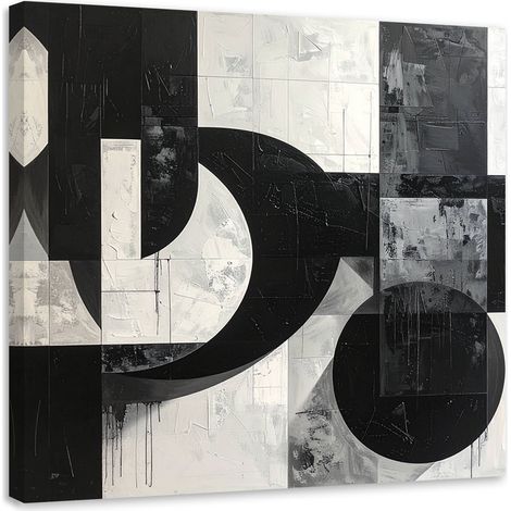 Wandbild Schwarz-weiße geometrische Abstraktion 40x40 cm