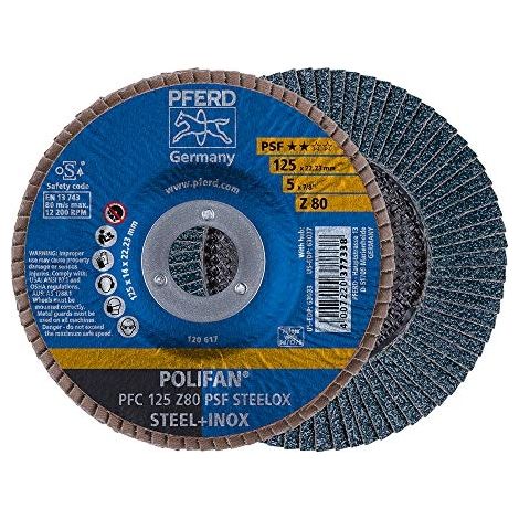 PFERD 69398194 PFC 125 Z 80 PSF STEELOX Fächerschleifscheibe Durchmesser 125 mm Bohrungs-Ø 22.23 mm