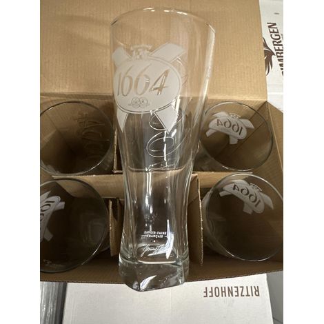 Lot de 6 verres à bière 1664 - 33 cl - Modèle signé Jérôme Hatt - Neufs