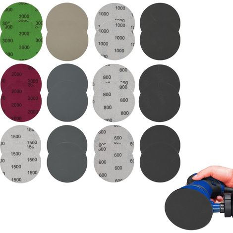 24 Pièces 75mm Grains Variés 600 à 3000 Disques Abrasifs Ronds, Disques Abrasif de Ponçage Humide et Sec, Papier de Verre Carrosserie Sec à l'eau, Ponceuse Orbitale Tampons, pour Polissage Carrosserie (1/5)