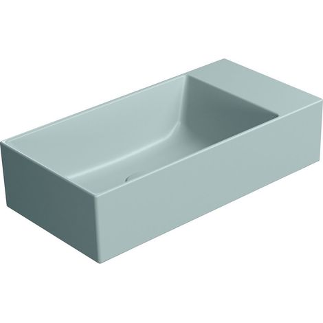 Lavabo en céramique KUBE X 50x25cm, sans trou pour robinetterie, droite/gauche, ghiaccio mat (1/4)