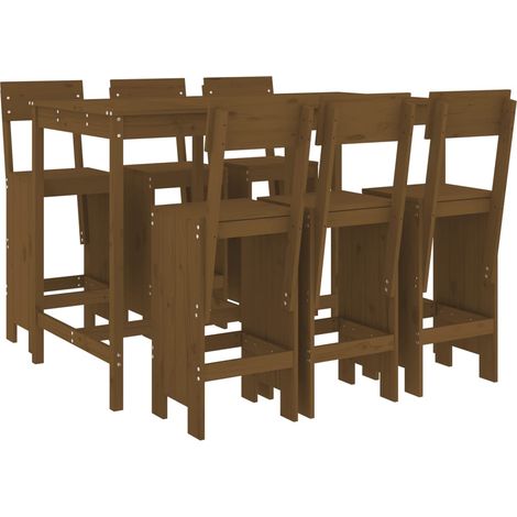 Maison Exclusive - Set Bar da Giardino 7 pz ambra in Legno Massello di Pino