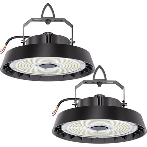 Amdelne 2er Pack LED Hallenstrahler UFO 200W 34000LM 5000K–Ø28.5cm,IP65,90° Linse,170LM/W,Industrie-Hängeschale für Lagerhalle Werkstatt Fabrik Sporthalle [Klasse B]