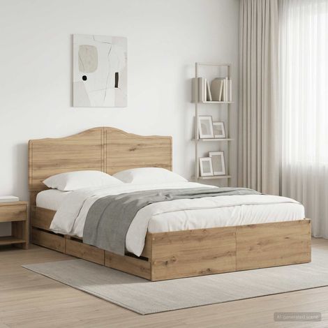 vidaXL Bed Frame with Storage and Headboard Artisan Oak 140 x 190 cm (1/5)