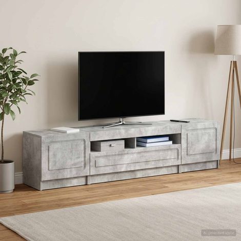 Meuble TV LED UTRECHT 3 pc Gris béton Bois d'ingénierie (1/5)