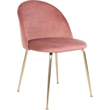 Set 2 sedie da pranzo Geneve in velluto rosa con gambe effetto ottone