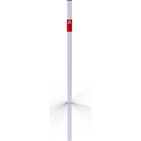 Schake Absperrpfosten aus Stahlrohr verzinkt Ø42x2,5mm weiß mit rot reflektierenden Leuchtstreifen und Kunststoffkappe 900mm Überflur zum Einbetonieren ohne Öse