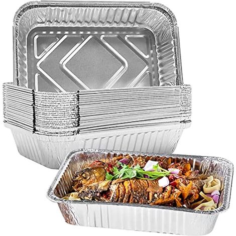 30 barquettes en aluminium, plats jetables pour cuisson/rôtissage/congélation, rangement alimentaire (21cm x 13cm) (1/4)