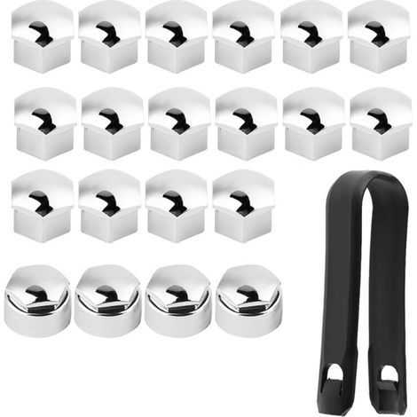 20 pieces 17mm car wheel nut auto hub screw anti-theft protection cover silver (1/5)