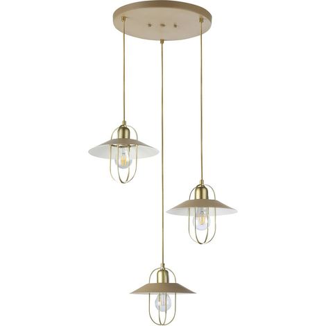 Lampada a sospensione Nesrin Gold BEIGE E27 3X Max 40W L: 175.5 cm B: 50.8 cm H: 47.2cm ø24cm dimmerabile (1/3)