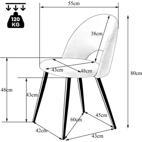 Wokaka Lot de 4 chaises de salle à manger - Chaise contemporaine - pieds en métal, velours(gris)