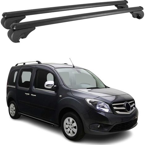 OMAC Barres de toit en aluminium pour Mercedes Citan W415 2012-2021 – TÜV / DIN 75302:2019 – Antivol inclus – Charge max 75 kg – 2 barres Noir (1/4)