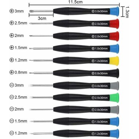 mini tournevis cruciformes à fente magnétique pour montres lunettes bijoux ordinateurs portables appareils électroniques lot de 11 (1/4)