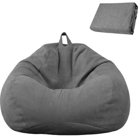 Chaise de pouf pour enfants et adultes, housse uniquement (sans rembourrage) pour canapé, pouf - XL 100 x 120 cm (gris foncé) (1/5)