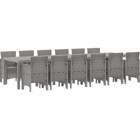 Maison Exclusive - Set da Pranzo per Giardino 13 pcs Grigio chiaro Rattan Polt (1/5)