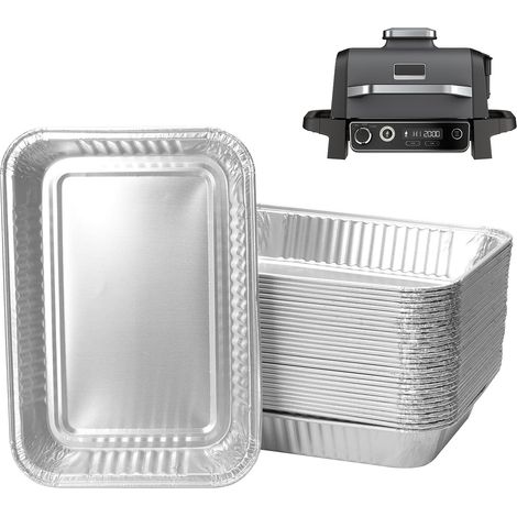 Lot de 30 Doublures Bac À Graisse Aluminium 22,5x15,1cm Compatible Ninja OG800 OG900 Barbecue Extérieur (1/5)
