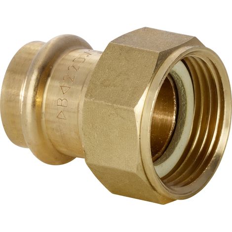 Sanitaire-Distribution – Raccord laiton à sertir femelle écrou tournant Ø14 – Filetage 1/2" – Joint torique EPDM – Plage de température -35°C à 110°C